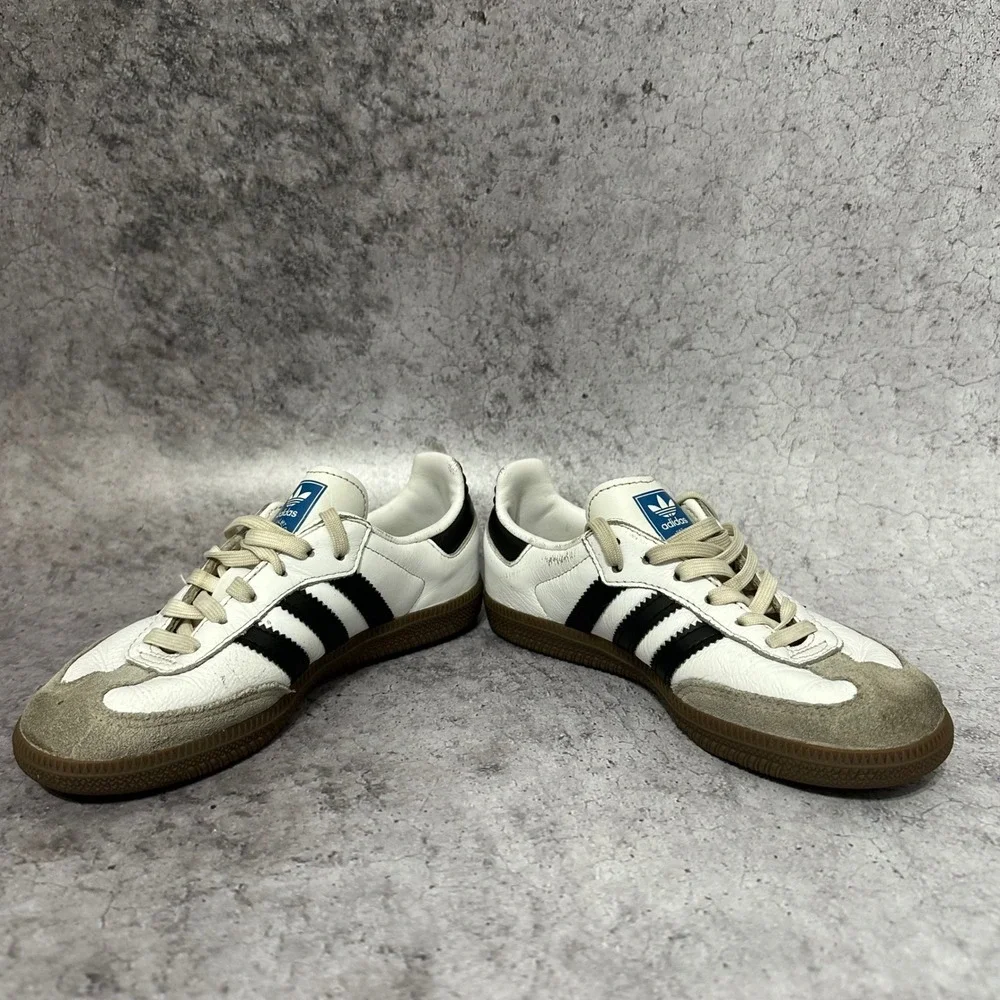 Adidas Samba OG Kids Size 12K White Black Gum Leather Sneakers IE3677 Low
